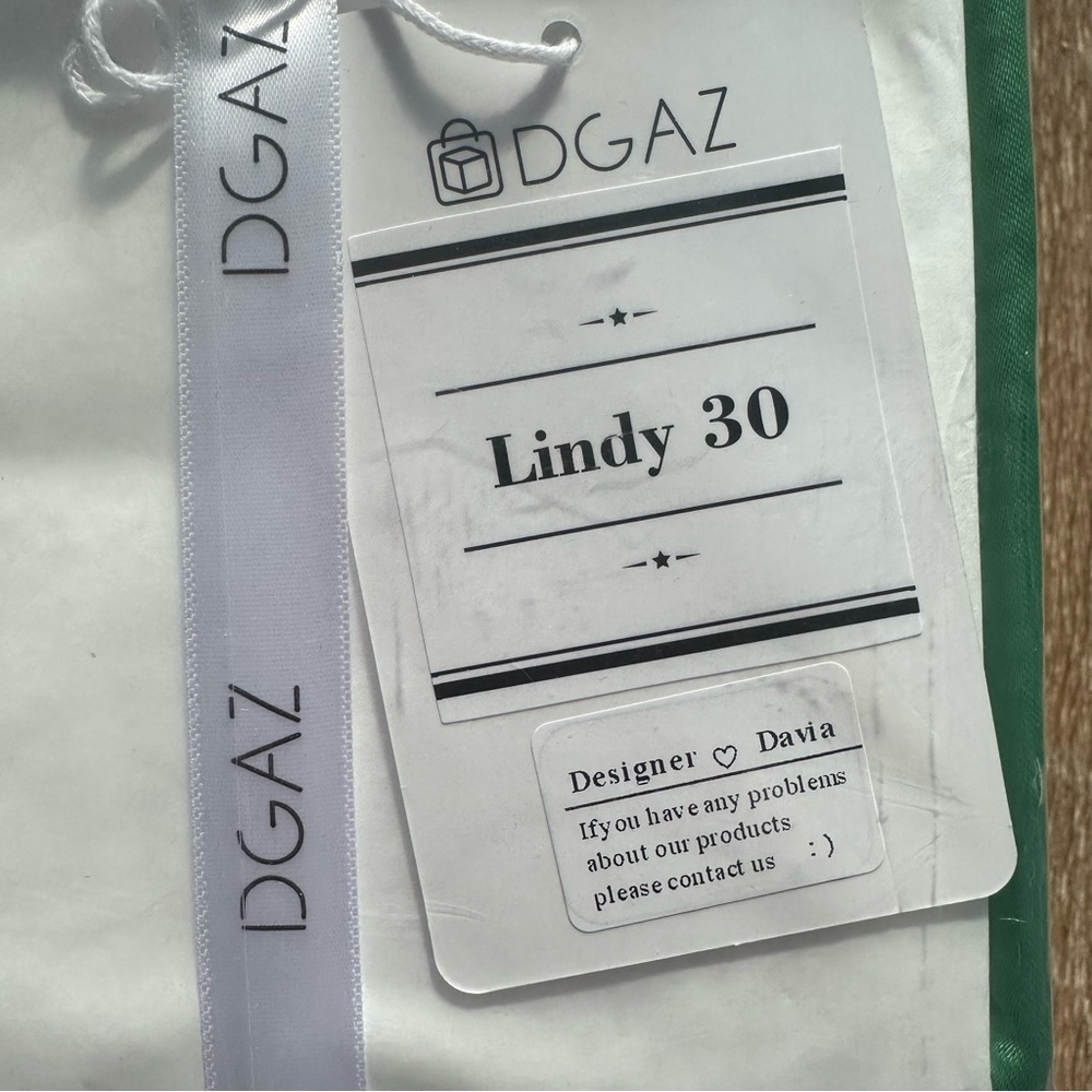 DGAZ Lindy 30 Custom satin purse organizer or pillow insert, green, NWT